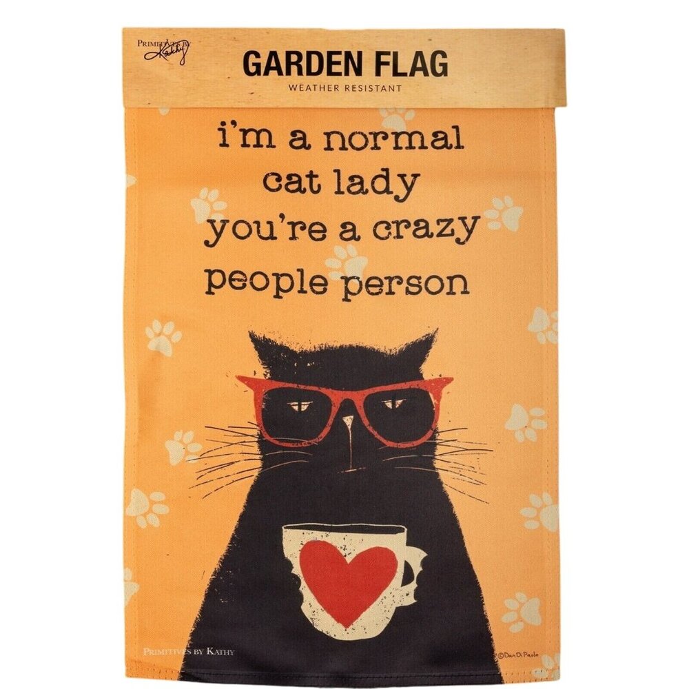 Garden Flag Cat Lover Weather Resistant 12" X 18" Funny Gift Primitives By Kathy